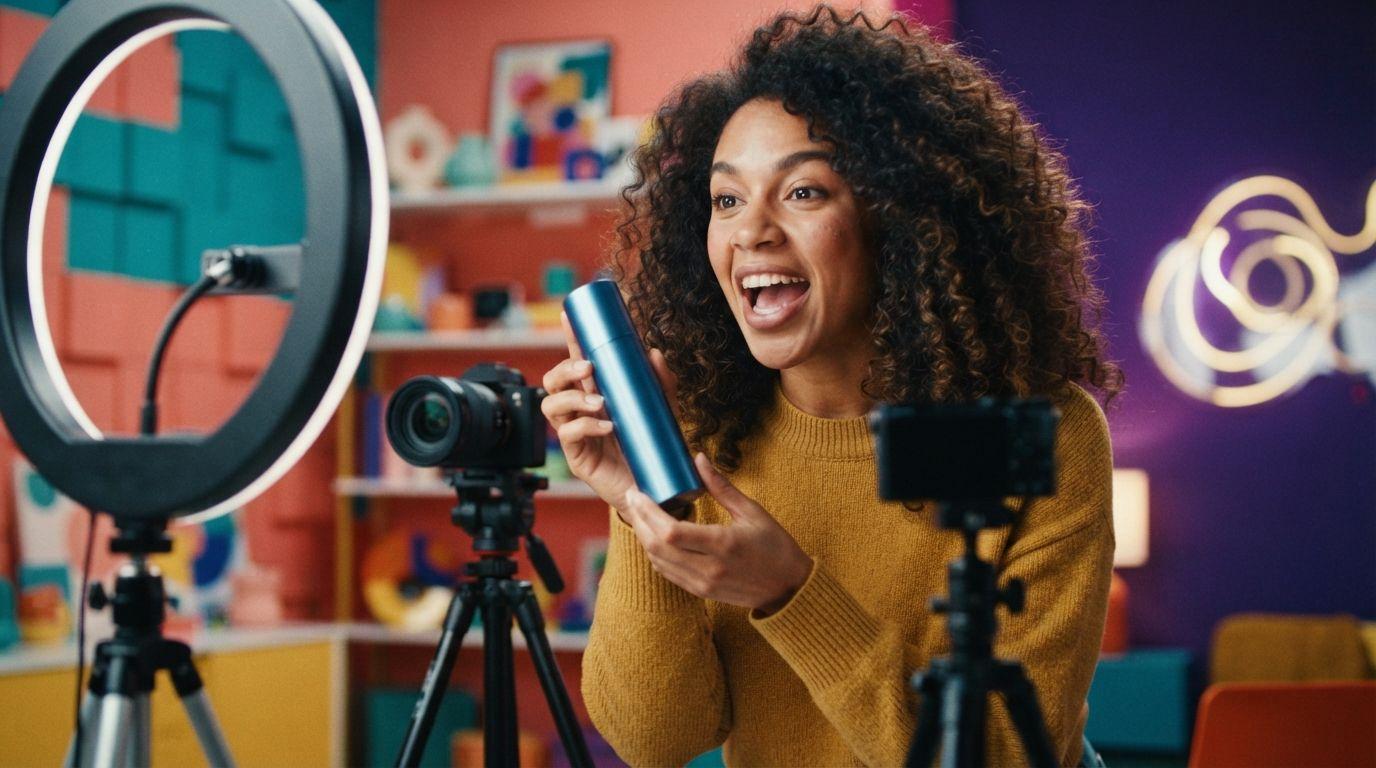 Two disclosure badges stacked on a video frame, one marked for sponsorship and one for AI